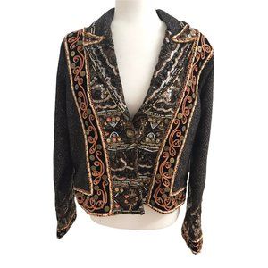 VTG Sandy Starkman Art to Wear Boho India 60% Wood Boston Proper Jacket M